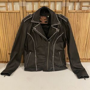 Milwaukee Leather Women's Black Rhinestone Biker Moto Jacket Conceal Carry S